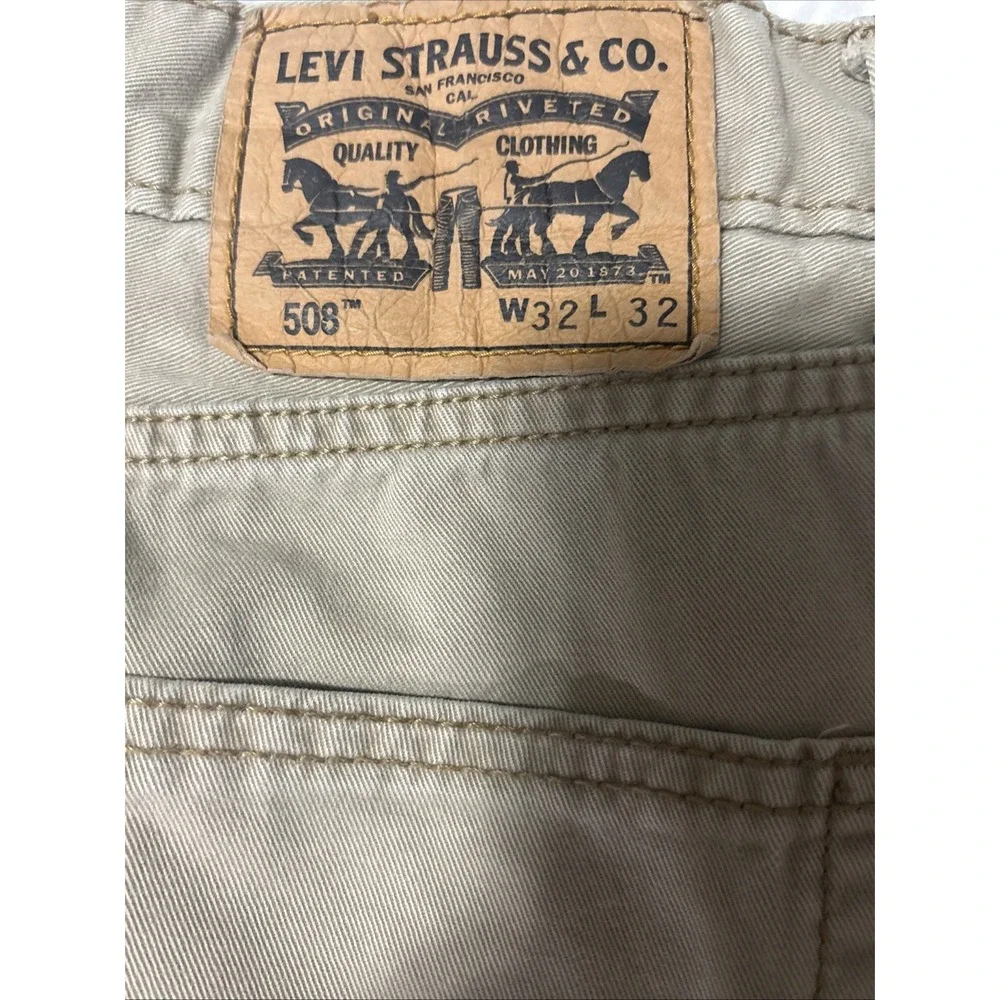 Levis 508‎ Jeans Mens 32x32 Tan Khaki 5-Pocket Relaxed White Tab Tapered Ankle